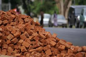 Pile of bricks in the street