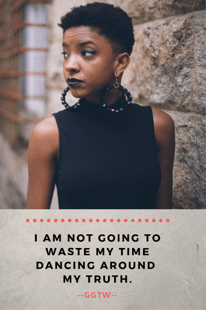 Woman with determined look.