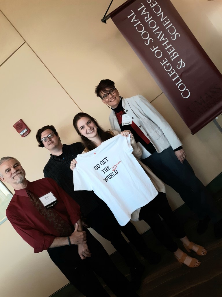 Award winners with faculty member and Tricia Yacovone-Biagi.